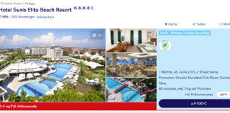 7 Nächte in Kizilagac im 5* Hotel mit All Inclusive inkl. Flug für 530 € p.P. Hotel Sunis Elita Beach Resort