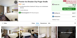 Städtereise nach Dresden für 2 Nächte in gutem zentrumsnahen Stadthotel für 110 € Premier Inn Dresden City Prager Straße